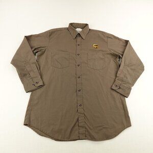 Vintage UPS Shirt Mens Large Tall Brown Twill Hill Employee Uniform Button Up
